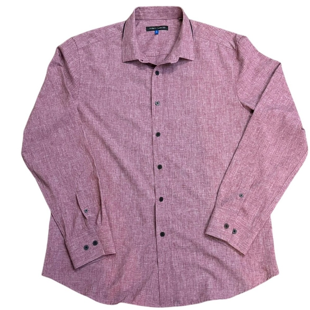 Vince Camuto Burgundy Red Button Down Long Sleeve Shirt Mens Large